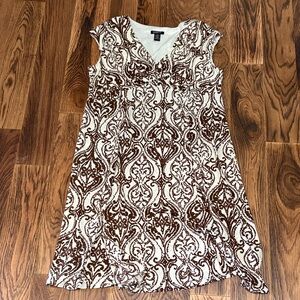 Glamour Brown and White Midi Dress